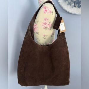 🆕 Margot New York Chocolate Brown Suede Hobo Bag